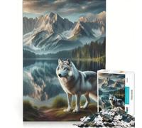 1000-piece Puzzle for Teenagers Mountain Wolf Landscape Toy Wall Decor Staycation Kill Time Improving Love between Couples 50x75cm