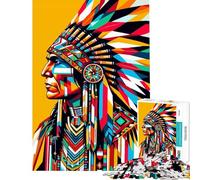 1000-piece Puzzle for Teenagers Native Americans Wpap Jigsaw Puzzle 1000 Educational Toy A Work of Art Educational Family Game (38x26cm)