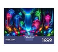 1000-piece Puzzle for Teenagers Neon Jungle Waterfall Teenager Puzzles Relax Games Difficult Hard Gifts for Friends And Family 52x38cm/1000pcs
