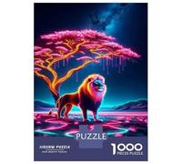 1000 Piece Puzzle For Teenagers Neon Lion Wall Art Print Jigsaw Puzzle Anti-Stress Toys Presents for Women for Is Ideal As A Gift 52x38cm/1000pcs