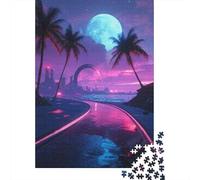 1000-piece Puzzle for Teenagers Neon Palm Tree Sunset Puzzles for Adults Relax Games Precision Cutting Gifts for Friends And Family 52x38cm/1000pcs