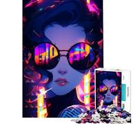 1000 Piece Puzzle For Teenagers Neon Singer with Reflective Sunglasses Toys Educational Games Fun Games for The Whole Family Great Gifts And Toys (Size 75x50cm)