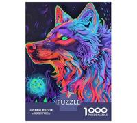 1000-piece Puzzle for Teenagers Neon Wolf Art Print Puzzle for Adults Relaxing Games Pattern Assembly Gifts for Friends And Family 70x50cm/1000pcs
