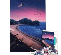 1000 Piece Puzzle For Teenagers Night Flight Over The Coast Brain Intelligence Challenge Addictive Toys Educational Games Improve Memory Birthday Gifts (Size 38x52cm)