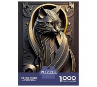 1000-piece Puzzle for Teenagers Noble Cat Golden Art Deco Jigsaws for Adults Hands-on Game Precision Cutting Great Gift for Gaming 52x38cm/1000pcs