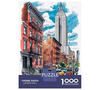 1000 Piece Puzzle For Teenagers NYC Street Scene with Empire State Building Puzzle for Adults Relaxing Games Pattern Assembly Birthday And Unique Gifts 38x26cm/1000pcs
