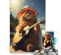 1000-piece Puzzle for Teenagers Obese Cat Playing Music Fun Games Train Your Brain And Hands Improving Love between Couples 38x52cm