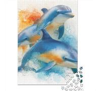1000 Piece Puzzle For Teenagers Ocean Life Dolphins Art Print-1 Puzzle for Adults Relaxing Games But Fun And Humorous for Is Ideal As A Gift 52x38cm/1000pcs