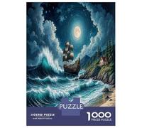 1000 Piece Puzzle For Teenagers Ocean Waves, Sailboat, Coastal Cottage Jigsaws for Adults Hands-on Game Home Decoration Unique Gifts for Birthday And Christmas 38x26cm/1000pcs