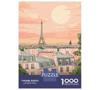 1000-piece Puzzle for Teenagers Paris Skyline Illustration Puzzles for Adults Hands-on Game Enhance Memory Birthday Present, Gifts, 52x38cm/1000pcs