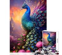 1000 Piece Puzzle For Teenagers Peacock Feather Toy Wall Decor Birthday Gift Relaxing Games Improving Love between Couples Size 38x26cm