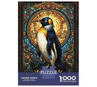 1000-piece Puzzle for Teenagers Penguin Stained Glass Art Puzzle for Adults Relaxing Games Pattern Assembly Gifts for Friends And Family 52x38cm/1000pcs