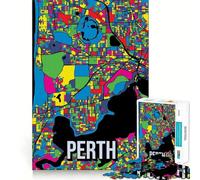 1000 Piece Puzzle For Teenagers Perth Pop Art Colorful City Map Perfect Cut Fun Logic Fun Toy Peaceful Play Fun Birthday Fun Play (38x26cm)