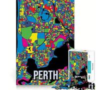 1000 Piece Puzzle For Teenagers Perth Pop Art Colorful City Map Perfect Cut Fun Logic Fun Toy Peaceful Play Fun Birthday Fun Play (38x52cm)