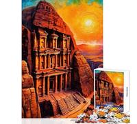 1000-piece Puzzle for Teenagers Petra Treasury Sunset Fun Relaxing Family Home Activity Perfect Christmas Holiday Giftsing (38x52cm)