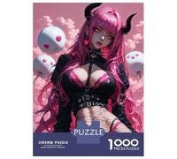 1000-piece Puzzle for Teenagers Pink-Haired Demon Girl Jigsaws for Adults Hands-on Game Precision Cutting Great Gift for Gaming 38x26cm/1000pcs