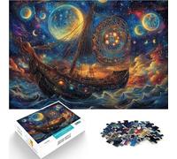1000-piece puzzle for teenagers Pirate ship under the stars Made of cardboard for age 14+ Educational toy for learning gifts for friends and family。size：26x38cm/10.24x14.96inch