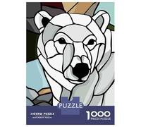 1000-piece Puzzle for Teenagers Polar Bear Stained Glass Art Puzzles for Adults Hands-on Game Enhance Memory Birthday Present, Gifts, 70x50cm/1000pcs