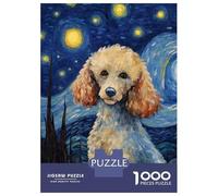 1000-piece Puzzle for Teenagers Poodle Dog Starry Night Puzzle for Adults Relaxing Games Pattern Assembly Gifts for Friends And Family 38x26cm/1000pcs
