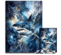 1000-piece Puzzle for Teenagers Powerful Shark Swimming Cardboard Jigsaw Puzzles Interesting Stress Reduction, Gifts Ideas for 14+ 26X38CM