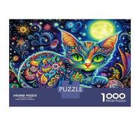 1000 Piece Puzzle For Teenagers Psychedelic Cat Art Print-1 Jigsaws for Adults Family Game Difficult Challenge for Is Ideal As A Gift 70x50cm/1000pcs