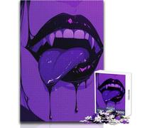 1000 Piece Puzzle For Teenagers Purple Vampire Lips Unique Challenge Game But Fun And Humorous Art Work Gift Size 38x52cm