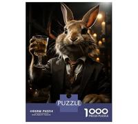 1000 Piece Puzzle For Teenagers Rabbit Drinking Whiskey Puzzle for Adults Relaxing Games Pattern Assembly Birthday And Unique Gifts 70x50cm/1000pcs