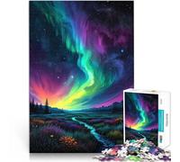 1000-piece puzzle for teenagers “Rainbow Aurora Sky” Made of wood,Suitable for ages 14 and up Quiz game because it is ideal as a gift for the whole family。size:50x75cm/14.96x20.47inch