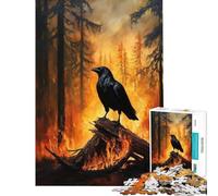 1000 Piece Puzzle For Teenagers Raven in Fire Challenging To Complete Enhance Memory DIY Toys for And 14 Years And over (38x26cm)