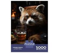 1000 Piece Puzzle For Teenagers Red Racoon Drinking Beer Teenager Puzzles Hands-on Game A Work of Art Unique Gifts for Birthday And Christmas 38x26cm/1000pcs