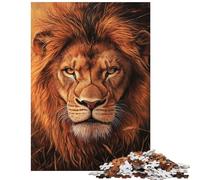 1000-piece Puzzle for Teenagers Regal Lion Portrait Impossible Game Difficult Challenge Toy Wall Decor Artists' Collection, Fine Arts Size 75x50cm