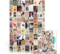 1000-piece puzzle for teenagers retro style collage Made of cardboard，for and 14 years and over with completely interconnected pieces of random shape Birthday and unique gifts。size：38x52cm