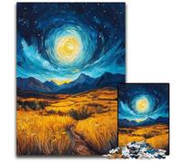 1000-piece Puzzle for Teenagers Rice Fields Under The Night Sky Cardboard Jigsaw Puzzles Perfect for Christmas, Halloween, Easter, New Year 26X38CM