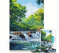 1000 Piece Puzzle For Teenagers River Waterfall Pixel Art Fine Cut Design Brain Game Gift Slow Time Fun Birthday Fun Play (50x75cm)