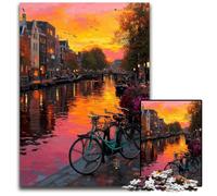 1000-piece Puzzle for Teenagers Romantic of Amsterdam Puzzle for Home Decoration Gifts, Family Challenging Toy Perfect for Game Nights 26X38CM