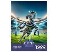 1000-piece Puzzle for Teenagers Rugby Zebra Mascot Action Jigsaws for Adults Toy Wall Decor Hand Speed Race Challenging To Complete 38x26cm/1000pcs