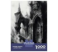 1000 Piece Puzzle For Teenagers Ruined Gothic Architecture in Monochrome Teenager Puzzles Hands-on Game A Work of Art Unique Gifts for Birthday And Christmas 52x38cm/1000pcs