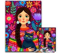 1000-piece Puzzle for Teenagers Russian Girl And Pussy Cardboard Jigsaw Puzzles Interesting Stress Reduction, Gifts Ideas for 14+ 26X38CM