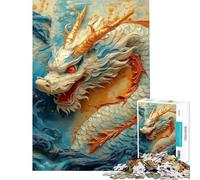 1000 Piece Puzzle For Teenagers Ryujin King Of The White Dragons Jigsaw for Teenagers Precision Cutting Parent-child Interaction Christmas Birthday Gifts (Size 38x26cm)