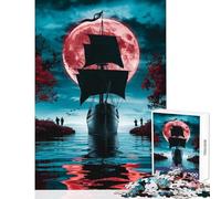 1000 Piece Puzzle For Teenagers Sailing Under Blood Moon Toy Wall Decor Birthday Gifts Practical Game with Fully Interlocking Randomly Shaped Pieces Size 50x75cm