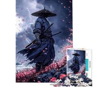 1000 Piece Puzzle For Teenagers Samurai in Storm with Cherry Blossoms Challenging Game Toys Educational Game A Work of Art Great Gifts And Toys (Size 38x52cm)