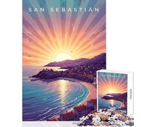 1000-piece Puzzle for Teenagers San Sebastián Coastal Cityscape at Sunset Educational Toy Gift For Birthdays Educational Games Interesting Stress Reduction (Size 38x26cm)