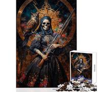 1000 Piece Puzzle For Teenagers Santa Muerte with Owl And Rifle Impossible Game Difficult Challenge Home Decoration Toys Challenging To Complete (50x75cm)