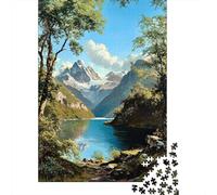 1000-piece Puzzle for Teenagers Scenic Mountain Lake Landscape Puzzles for Adults Fun Games Perfect Decoration Birthday Present, Gifts, 38x26cm/1000pcs