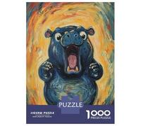 1000-piece Puzzle for Teenagers Screaming Hippo Painting Puzzles for Adults Relax Games Precision Cutting Gifts for Friends And Family 38x26cm/1000pcs