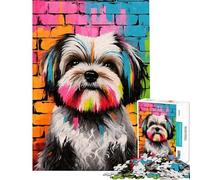 1000 Piece Puzzle For Teenagers Shih Tzu Dog Graffiti Challenging To Complete Enhance Memory DIY Toys for And 14 Years And over (38x52cm)
