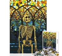 1000 Piece Puzzle For Teenagers Skeleton Standing in Church DIY Toys Birthday Gift Educational Games with Fully Interlocking Randomly Shaped Pieces (Size 38x52cm)
