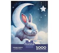 1000-piece Puzzle for Teenagers Sleepy White Rabbit on Clouds Watercolor Puzzle for Adults Hands-on Game Stress Reliever Gifts for Friends And Family 52x38cm/1000pcs