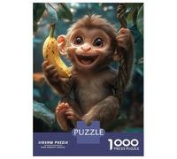 1000 Piece Puzzle For Teenagers Smiling Monkey with Banana Puzzle for Adults Relaxing Games Pattern Assembly Birthday And Unique Gifts 38x26cm/1000pcs