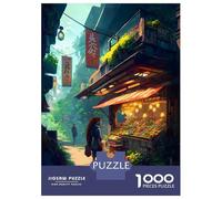 1000-piece Puzzle for Teenagers Solarpunk Street Market Jigsaws for Adults Hands-on Game Precision Cutting Great Gift for Gaming 70x50cm/1000pcs